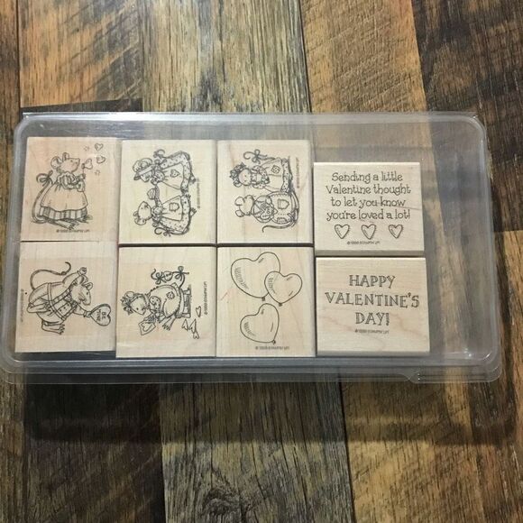 Stampin up NiceMice Valentines rubber stamps set of 8 1998 vintage - Picture 2 of 3